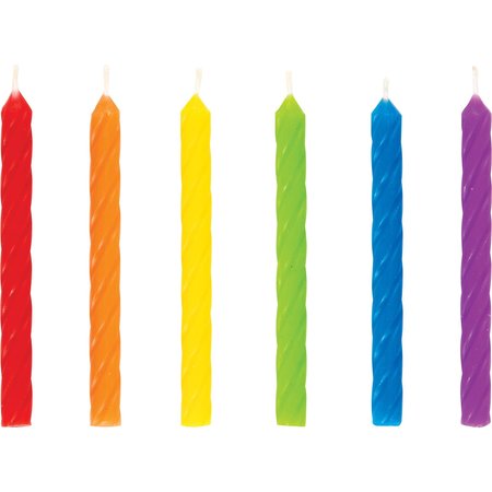 CREATIVE CONVERTING Rainbow Spiral Candles, 2.25", 288PK 347185